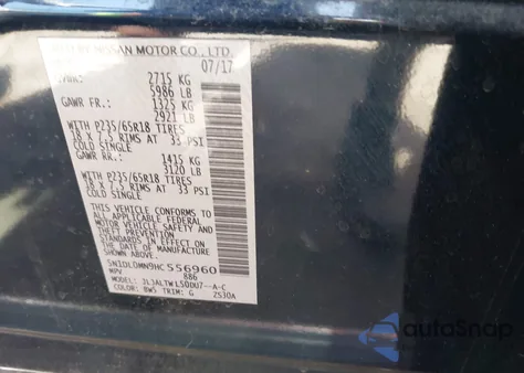 2017 Infiniti Qx60 из США, поврежденный, VIN 5N1DL0MN9HC556960